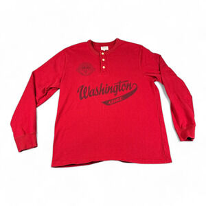 American Eagle Outfitters Shirt Adult LARGE Red Washington Henley Retro Outdoor